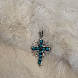 Silver and Turquoise Cross Necklace